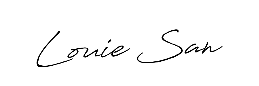 How to make Louie San name signature. Use Antro_Vectra_Bolder style for creating short signs online. This is the latest handwritten sign. Louie San signature style 7 images and pictures png