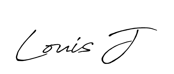 How to make Louis J name signature. Use Antro_Vectra_Bolder style for creating short signs online. This is the latest handwritten sign. Louis J signature style 7 images and pictures png