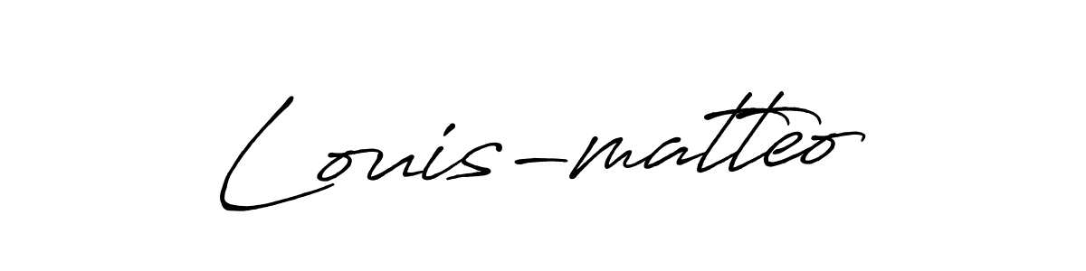 if you are searching for the best signature style for your name Louis-matteo. so please give up your signature search. here we have designed multiple signature styles  using Antro_Vectra_Bolder. Louis-matteo signature style 7 images and pictures png