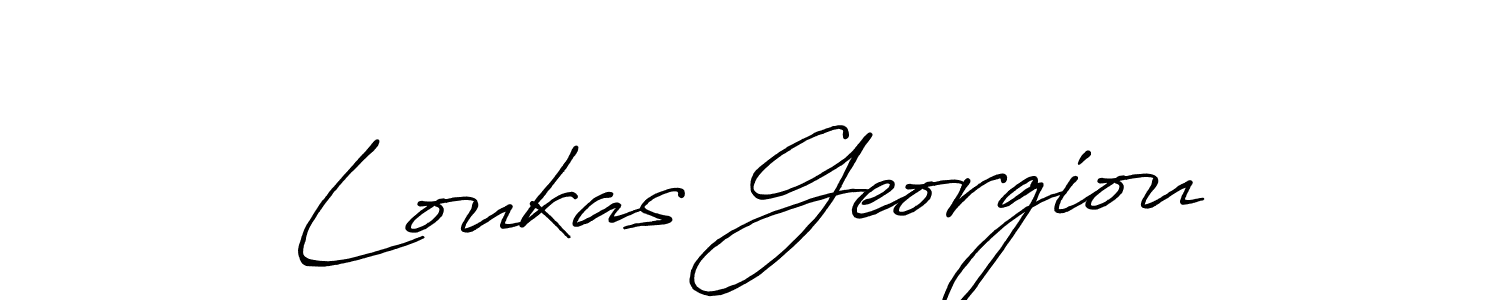 Loukas Georgiou stylish signature style. Best Handwritten Sign (Antro_Vectra_Bolder) for my name. Handwritten Signature Collection Ideas for my name Loukas Georgiou. Loukas Georgiou signature style 7 images and pictures png