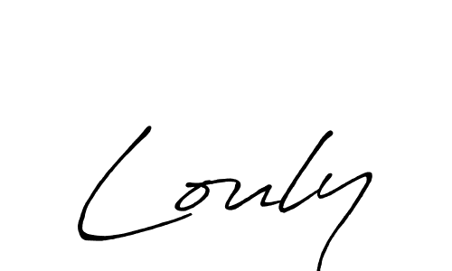 Use a signature maker to create a handwritten signature online. With this signature software, you can design (Antro_Vectra_Bolder) your own signature for name Louly. Louly signature style 7 images and pictures png