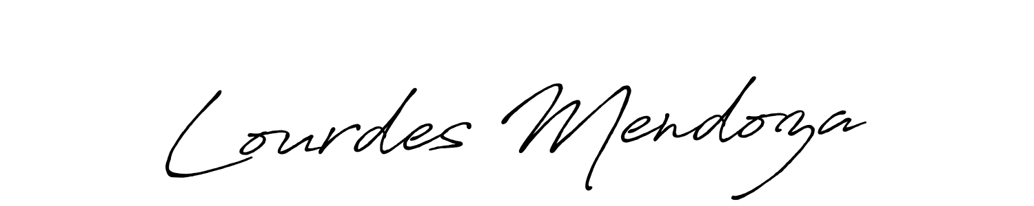 Create a beautiful signature design for name Lourdes Mendoza. With this signature (Antro_Vectra_Bolder) fonts, you can make a handwritten signature for free. Lourdes Mendoza signature style 7 images and pictures png