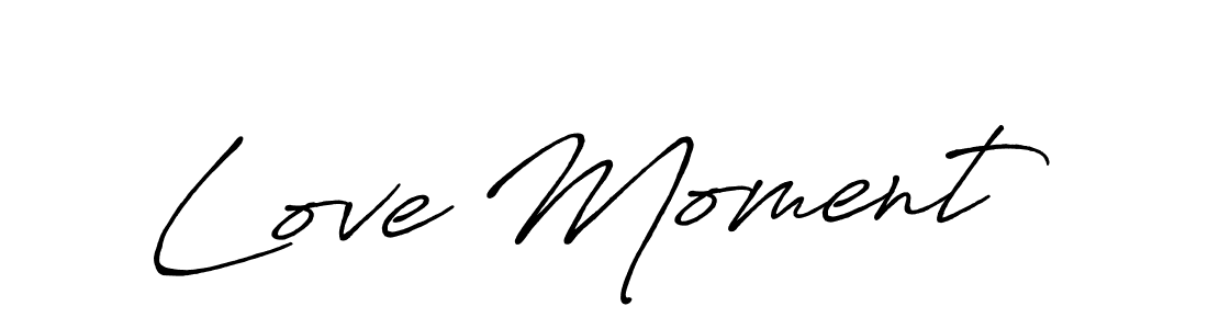 Love Moment stylish signature style. Best Handwritten Sign (Antro_Vectra_Bolder) for my name. Handwritten Signature Collection Ideas for my name Love Moment. Love Moment signature style 7 images and pictures png