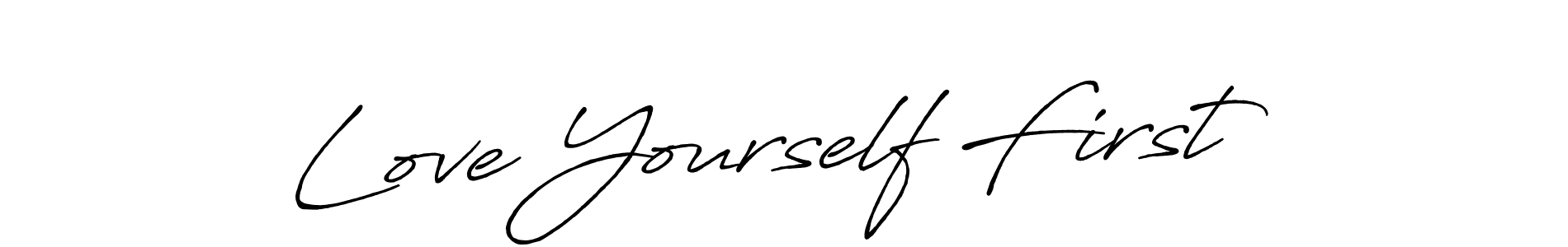 Create a beautiful signature design for name Love Yourself First. With this signature (Antro_Vectra_Bolder) fonts, you can make a handwritten signature for free. Love Yourself First signature style 7 images and pictures png