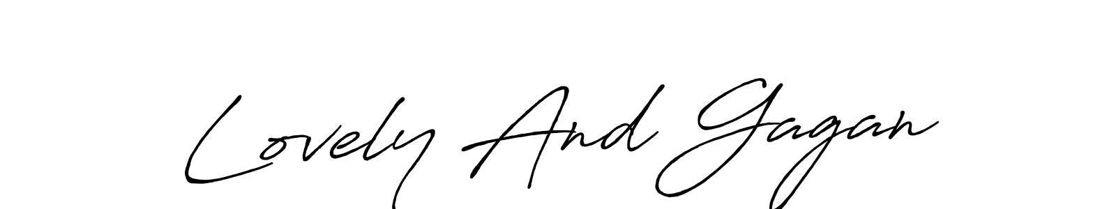 Antro_Vectra_Bolder is a professional signature style that is perfect for those who want to add a touch of class to their signature. It is also a great choice for those who want to make their signature more unique. Get Lovely And Gagan name to fancy signature for free. Lovely And Gagan signature style 7 images and pictures png