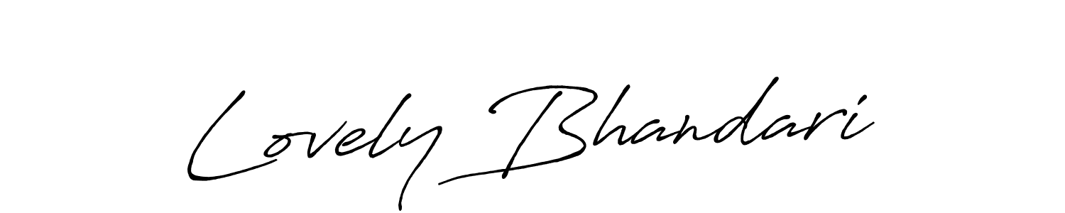 How to make Lovely Bhandari name signature. Use Antro_Vectra_Bolder style for creating short signs online. This is the latest handwritten sign. Lovely Bhandari signature style 7 images and pictures png