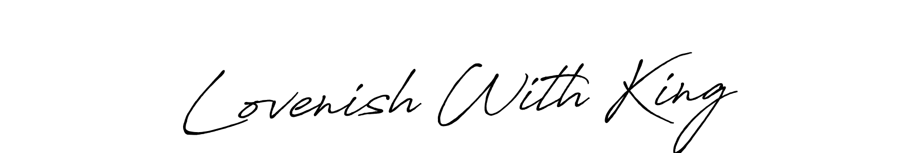 The best way (Antro_Vectra_Bolder) to make a short signature is to pick only two or three words in your name. The name Lovenish With King include a total of six letters. For converting this name. Lovenish With King signature style 7 images and pictures png