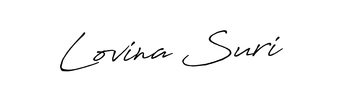 Make a beautiful signature design for name Lovina Suri. With this signature (Antro_Vectra_Bolder) style, you can create a handwritten signature for free. Lovina Suri signature style 7 images and pictures png