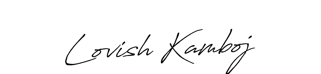 Antro_Vectra_Bolder is a professional signature style that is perfect for those who want to add a touch of class to their signature. It is also a great choice for those who want to make their signature more unique. Get Lovish Kamboj name to fancy signature for free. Lovish Kamboj signature style 7 images and pictures png