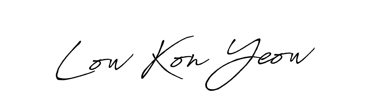 Make a beautiful signature design for name Low Kon Yeow. With this signature (Antro_Vectra_Bolder) style, you can create a handwritten signature for free. Low Kon Yeow signature style 7 images and pictures png