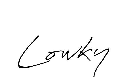 Make a beautiful signature design for name Lowky. With this signature (Antro_Vectra_Bolder) style, you can create a handwritten signature for free. Lowky signature style 7 images and pictures png