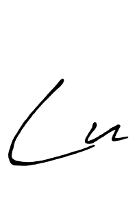 Create a beautiful signature design for name Lu. With this signature (Antro_Vectra_Bolder) fonts, you can make a handwritten signature for free. Lu signature style 7 images and pictures png