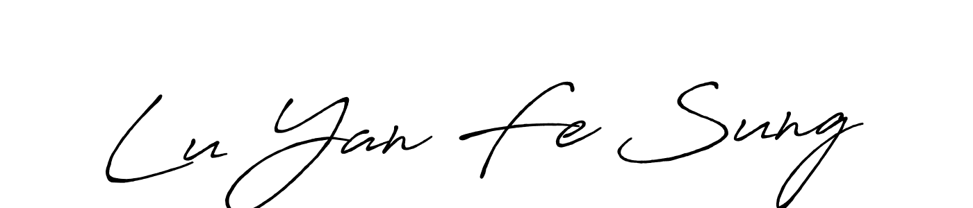 The best way (Antro_Vectra_Bolder) to make a short signature is to pick only two or three words in your name. The name Lu Yan Fe Sung include a total of six letters. For converting this name. Lu Yan Fe Sung signature style 7 images and pictures png