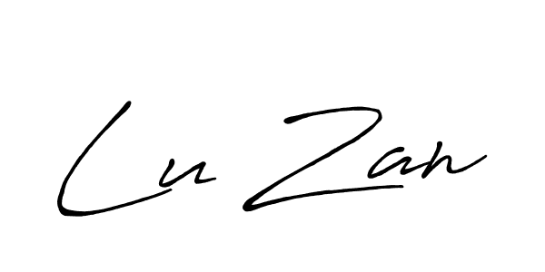 if you are searching for the best signature style for your name Lu Zan. so please give up your signature search. here we have designed multiple signature styles  using Antro_Vectra_Bolder. Lu Zan signature style 7 images and pictures png