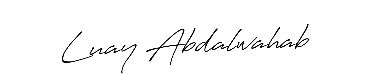 Similarly Antro_Vectra_Bolder is the best handwritten signature design. Signature creator online .You can use it as an online autograph creator for name Luay Abdalwahab. Luay Abdalwahab signature style 7 images and pictures png