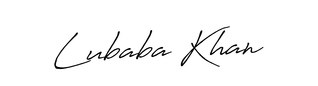 Create a beautiful signature design for name Lubaba Khan. With this signature (Antro_Vectra_Bolder) fonts, you can make a handwritten signature for free. Lubaba Khan signature style 7 images and pictures png