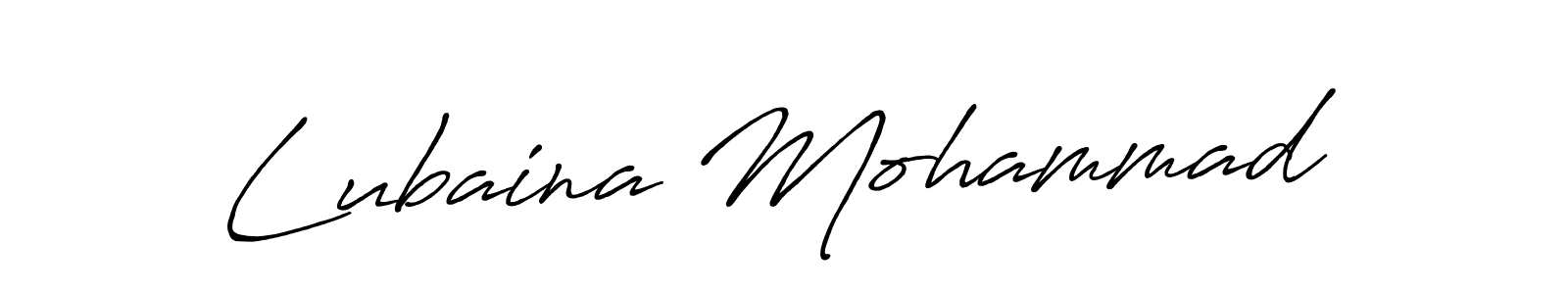 Create a beautiful signature design for name Lubaina Mohammad. With this signature (Antro_Vectra_Bolder) fonts, you can make a handwritten signature for free. Lubaina Mohammad signature style 7 images and pictures png