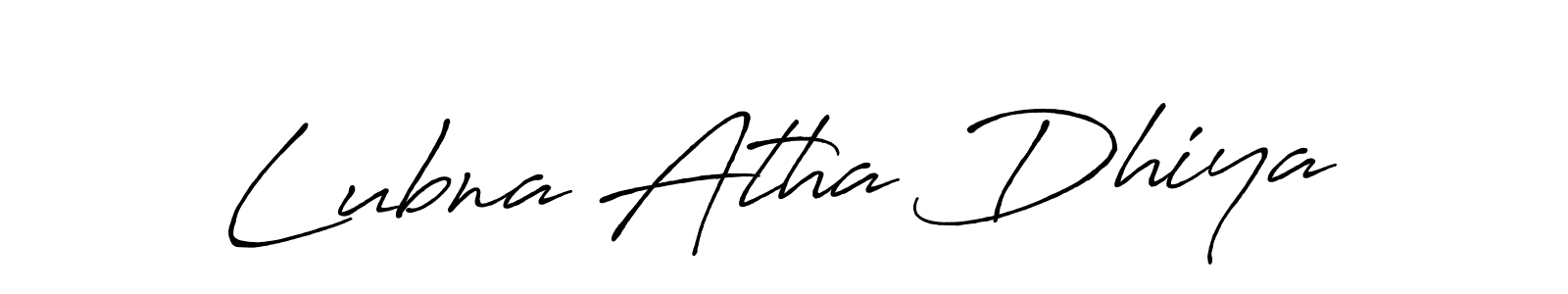 The best way (Antro_Vectra_Bolder) to make a short signature is to pick only two or three words in your name. The name Lubna Atha Dhiya include a total of six letters. For converting this name. Lubna Atha Dhiya signature style 7 images and pictures png