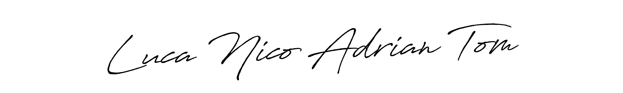 You should practise on your own different ways (Antro_Vectra_Bolder) to write your name (Luca Nico Adrian Tom) in signature. don't let someone else do it for you. Luca Nico Adrian Tom signature style 7 images and pictures png