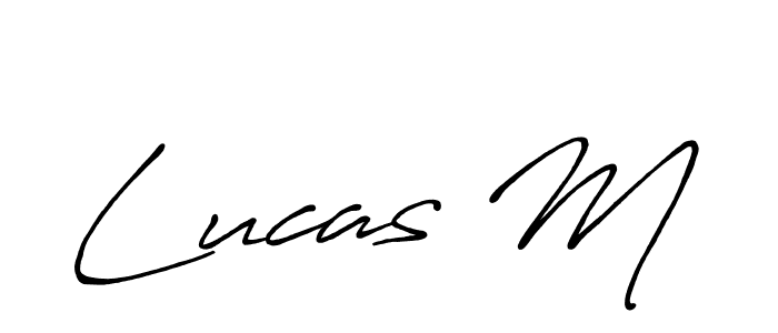 How to make Lucas M name signature. Use Antro_Vectra_Bolder style for creating short signs online. This is the latest handwritten sign. Lucas M signature style 7 images and pictures png