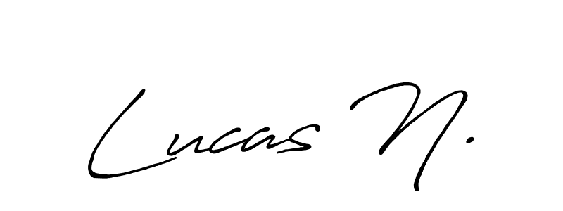 How to make Lucas N. name signature. Use Antro_Vectra_Bolder style for creating short signs online. This is the latest handwritten sign. Lucas N. signature style 7 images and pictures png