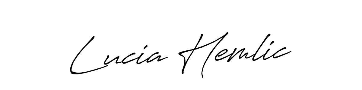 The best way (Antro_Vectra_Bolder) to make a short signature is to pick only two or three words in your name. The name Lucia Hemlic include a total of six letters. For converting this name. Lucia Hemlic signature style 7 images and pictures png