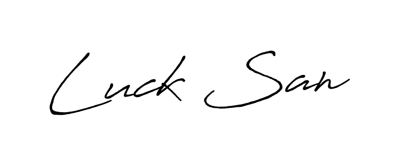 Luck San stylish signature style. Best Handwritten Sign (Antro_Vectra_Bolder) for my name. Handwritten Signature Collection Ideas for my name Luck San. Luck San signature style 7 images and pictures png