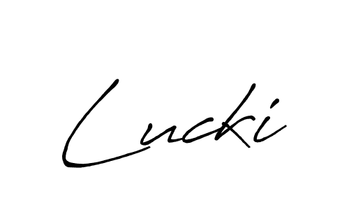 Create a beautiful signature design for name Lucki. With this signature (Antro_Vectra_Bolder) fonts, you can make a handwritten signature for free. Lucki signature style 7 images and pictures png