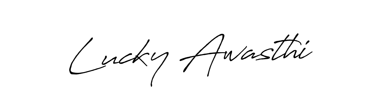 Design your own signature with our free online signature maker. With this signature software, you can create a handwritten (Antro_Vectra_Bolder) signature for name Lucky Awasthi. Lucky Awasthi signature style 7 images and pictures png