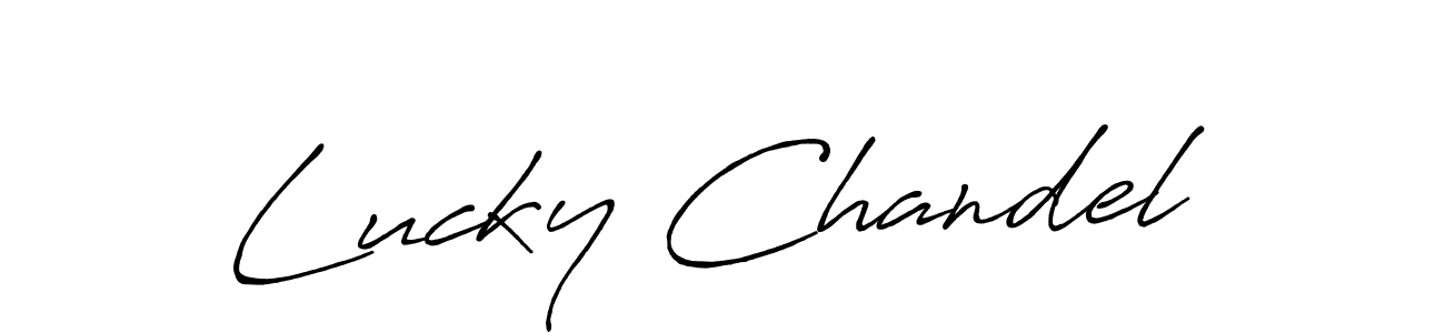 How to make Lucky Chandel name signature. Use Antro_Vectra_Bolder style for creating short signs online. This is the latest handwritten sign. Lucky Chandel signature style 7 images and pictures png