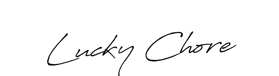 The best way (Antro_Vectra_Bolder) to make a short signature is to pick only two or three words in your name. The name Lucky Chore include a total of six letters. For converting this name. Lucky Chore signature style 7 images and pictures png