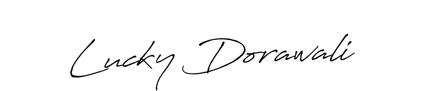 How to make Lucky Dorawali name signature. Use Antro_Vectra_Bolder style for creating short signs online. This is the latest handwritten sign. Lucky Dorawali signature style 7 images and pictures png
