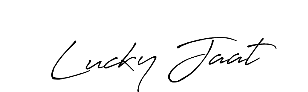 Lucky Jaat stylish signature style. Best Handwritten Sign (Antro_Vectra_Bolder) for my name. Handwritten Signature Collection Ideas for my name Lucky Jaat. Lucky Jaat signature style 7 images and pictures png