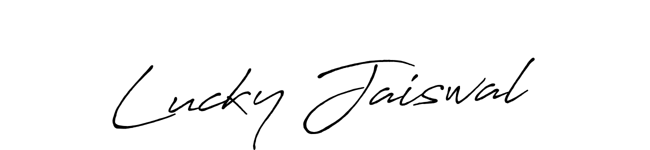 Also You can easily find your signature by using the search form. We will create Lucky Jaiswal name handwritten signature images for you free of cost using Antro_Vectra_Bolder sign style. Lucky Jaiswal signature style 7 images and pictures png