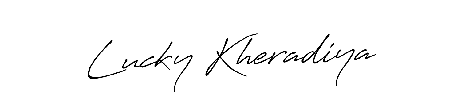 It looks lik you need a new signature style for name Lucky Kheradiya. Design unique handwritten (Antro_Vectra_Bolder) signature with our free signature maker in just a few clicks. Lucky Kheradiya signature style 7 images and pictures png