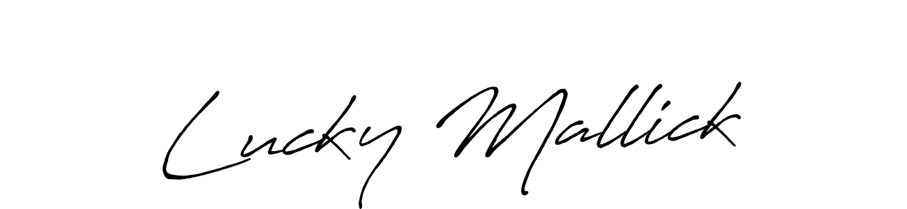 Here are the top 10 professional signature styles for the name Lucky Mallick. These are the best autograph styles you can use for your name. Lucky Mallick signature style 7 images and pictures png