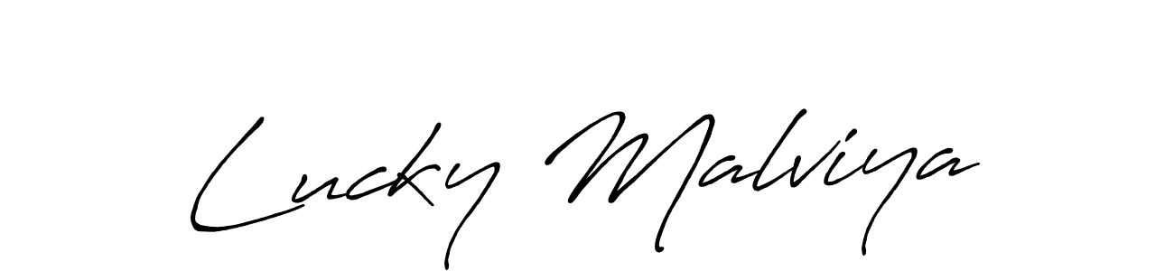 Lucky Malviya stylish signature style. Best Handwritten Sign (Antro_Vectra_Bolder) for my name. Handwritten Signature Collection Ideas for my name Lucky Malviya. Lucky Malviya signature style 7 images and pictures png