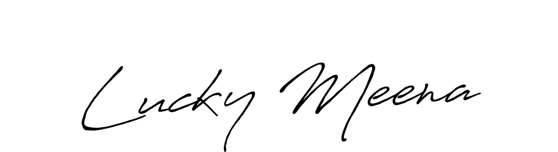 Create a beautiful signature design for name Lucky Meena. With this signature (Antro_Vectra_Bolder) fonts, you can make a handwritten signature for free. Lucky Meena signature style 7 images and pictures png