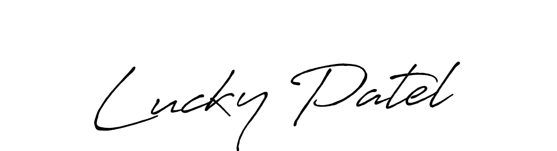 Also You can easily find your signature by using the search form. We will create Lucky Patel name handwritten signature images for you free of cost using Antro_Vectra_Bolder sign style. Lucky Patel signature style 7 images and pictures png