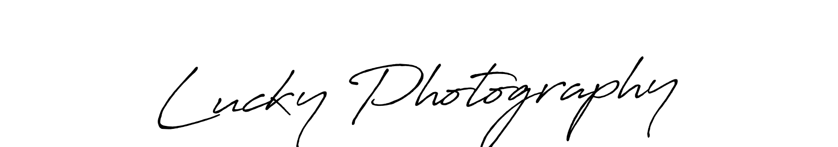 How to make Lucky Photography name signature. Use Antro_Vectra_Bolder style for creating short signs online. This is the latest handwritten sign. Lucky Photography signature style 7 images and pictures png