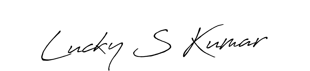 Similarly Antro_Vectra_Bolder is the best handwritten signature design. Signature creator online .You can use it as an online autograph creator for name Lucky S Kumar. Lucky S Kumar signature style 7 images and pictures png