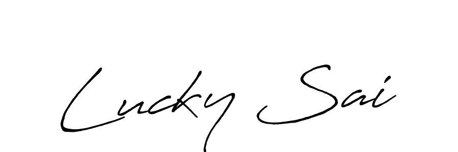 Also You can easily find your signature by using the search form. We will create Lucky Sai name handwritten signature images for you free of cost using Antro_Vectra_Bolder sign style. Lucky Sai signature style 7 images and pictures png