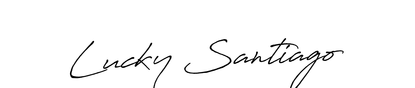 Design your own signature with our free online signature maker. With this signature software, you can create a handwritten (Antro_Vectra_Bolder) signature for name Lucky Santiago. Lucky Santiago signature style 7 images and pictures png
