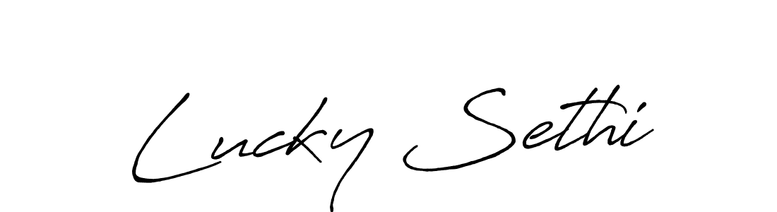 How to make Lucky Sethi signature? Antro_Vectra_Bolder is a professional autograph style. Create handwritten signature for Lucky Sethi name. Lucky Sethi signature style 7 images and pictures png