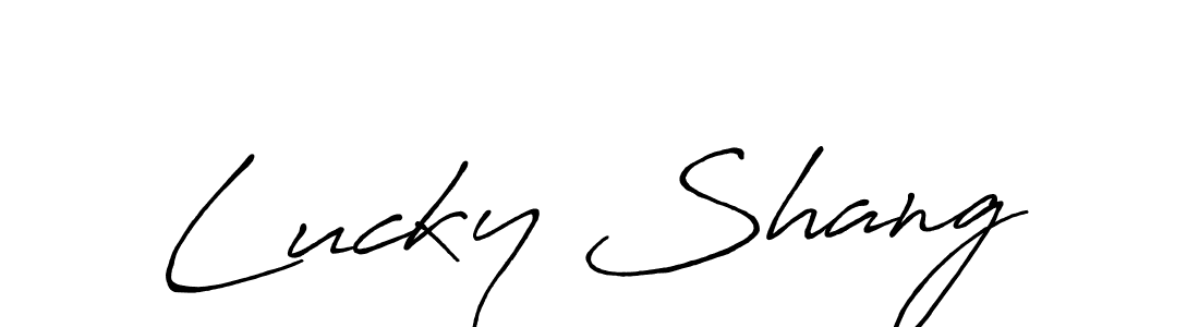 You should practise on your own different ways (Antro_Vectra_Bolder) to write your name (Lucky Shang) in signature. don't let someone else do it for you. Lucky Shang signature style 7 images and pictures png