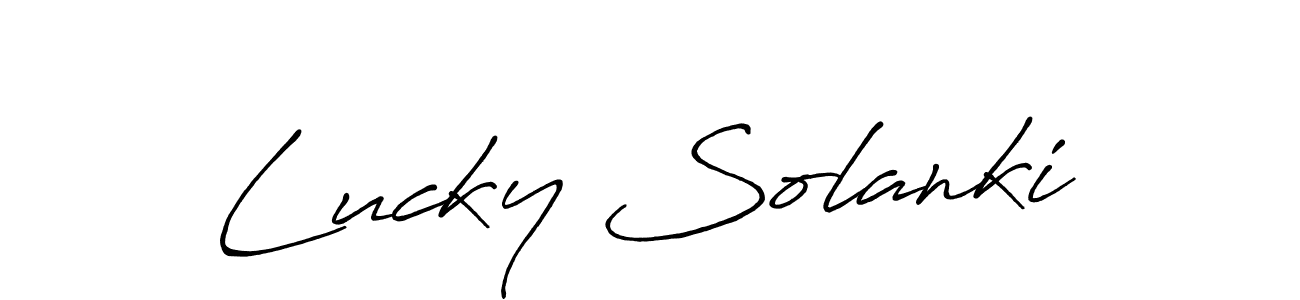 How to make Lucky Solanki signature? Antro_Vectra_Bolder is a professional autograph style. Create handwritten signature for Lucky Solanki name. Lucky Solanki signature style 7 images and pictures png