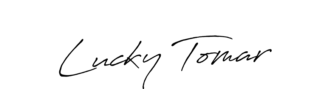 Create a beautiful signature design for name Lucky Tomar. With this signature (Antro_Vectra_Bolder) fonts, you can make a handwritten signature for free. Lucky Tomar signature style 7 images and pictures png