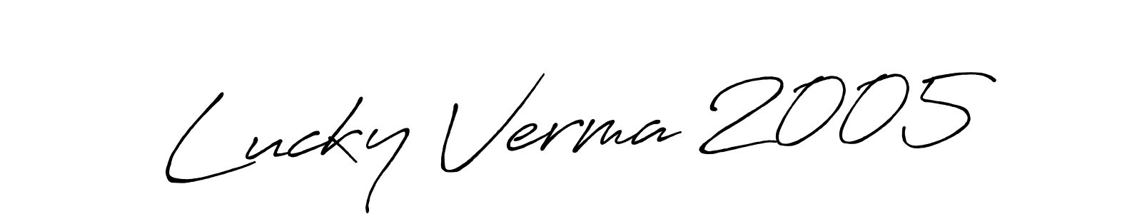 Design your own signature with our free online signature maker. With this signature software, you can create a handwritten (Antro_Vectra_Bolder) signature for name Lucky Verma 2005. Lucky Verma 2005 signature style 7 images and pictures png