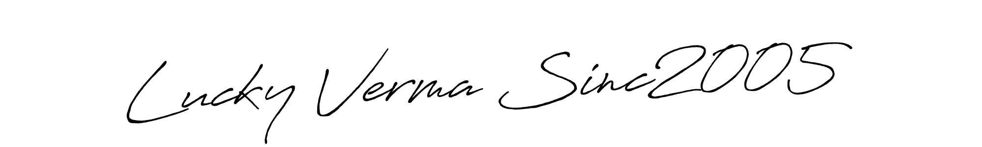Create a beautiful signature design for name Lucky Verma Sinc2005. With this signature (Antro_Vectra_Bolder) fonts, you can make a handwritten signature for free. Lucky Verma Sinc2005 signature style 7 images and pictures png