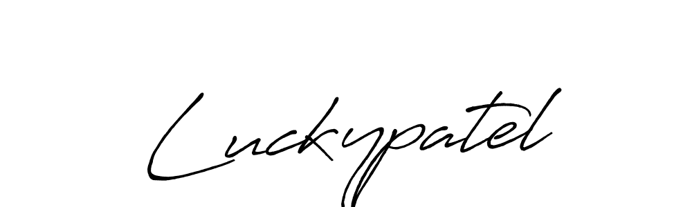 Use a signature maker to create a handwritten signature online. With this signature software, you can design (Antro_Vectra_Bolder) your own signature for name Luckypatel. Luckypatel signature style 7 images and pictures png